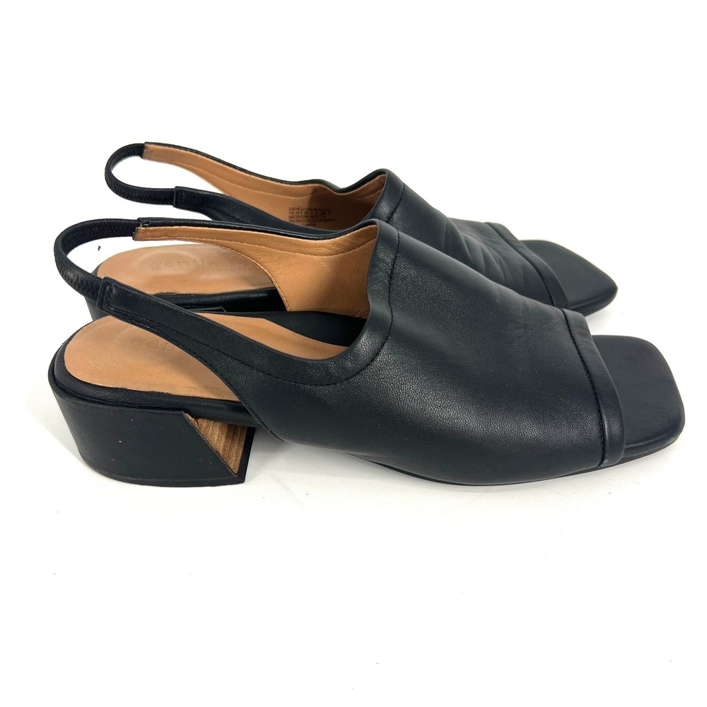 Gentle Souls Kenneth Cole Penny Black Leather Slingback Block Heel Sandals 10